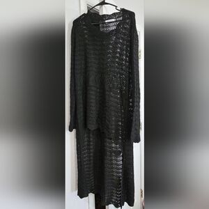 Chic Black Knit Poncho